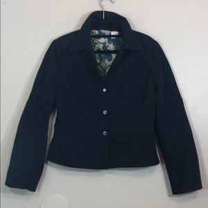 Barneys NY navy button Down Cotton Blazer Jacket